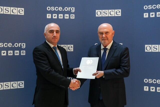 H.E. Manucheher Jobir, Ambassador and Permanent Representative of Tajikistan, with the OSCE Secretary General Feridun H. Sinirlioğlu, Vienna, 5 January 2025.