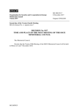 Decision No. 9/17 Time and Place of the next Meeting of the OSCE Ministerial Council