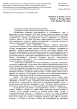 Statement by H.E. Sergey Lavrov, Minister of Foreign Affairs