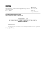 Decision Nr. 2, Time and Place of the Next Meeting of the OSCE Ministerial Council