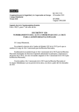 Decision No.3/20 - APPOINTMENT OF THE OSCE HIGH COMMISSIONER ON NATIONAL MINORITIES