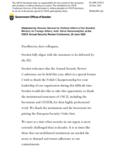 Statement by Amb. Elinor Hammarskjöld, Director-General for Political Affairs, Ministry for Foreign Affairs