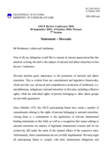 Statement by the Ministry of Foreign Affairs of the Republic of Slovenia