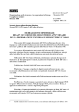 Dichiarazione ministeriale resa in occasione del sessantesimo anniversario della dichiarazione universale dei diritti dell’uomo 