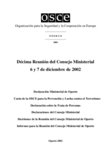 Final Document of the Tenth Meeting of the OSCE Ministerial Council, Porto, 6-7 December 2002 (es)