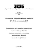 Final Document of the Fifteenth Meeting of the Ministerial Council, Madrid, 29-30 November 2007 (es)