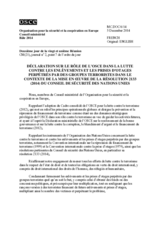 Déclaration sur le rôle de l’OSCE dans la lutte contre les enlèvements et les prises d’otages perpétrés par des groupes terroristes dans le contexte de la mise en oeuvre de la résolution 2133 (2014) du Conseil de sécurité des Nations Unies