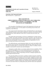 Declaration on Strengthening Good Governance and Combating Corruption, Money-Laundering and the Financing of Terrorism