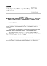 Decisión Nº 1/13 prórroga del mandato de la Representante de la OSCE para la Libertad de los medios de comunicación