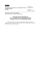 Dichiarazione ministeriale sull’aggiornamento dei principi OSCE che regolano la non proliferazione