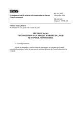 Forwarding of a Draft Agenda to the Ministerial Council (fr)