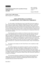 Sofia Ministerial Statement on Preventing and Combating Terrorism